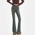 Ripped High Waist Flared Jeans For Women Retro Denim Trousers Casual Street Style Classic Fit
