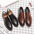 Classic Men's Brogue Dress Shoes - Elegant Handmade Wingtip Leather Oxford Footwear for Formal Business Occasions, Calfskin Comfort with Lace-up Design