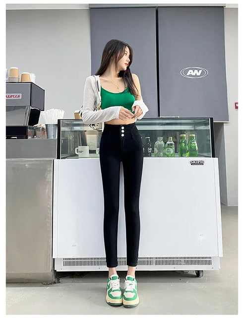 Women's High Waist Stretch Jeans - Fashionable Slim Denim Pants
