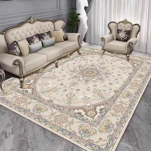 French Retro Persian Carpet Non Slip Mat for Living Room and Bedroom Rug