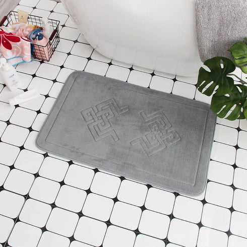 Cobblestone Embossed Non-Slip Bath Mat Memory Foam Carpet for Bathroom Shower Room Doormat