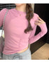 Slim Fit Long Sleeve O Neck T Shirt for Women Casual Streetwear Tops