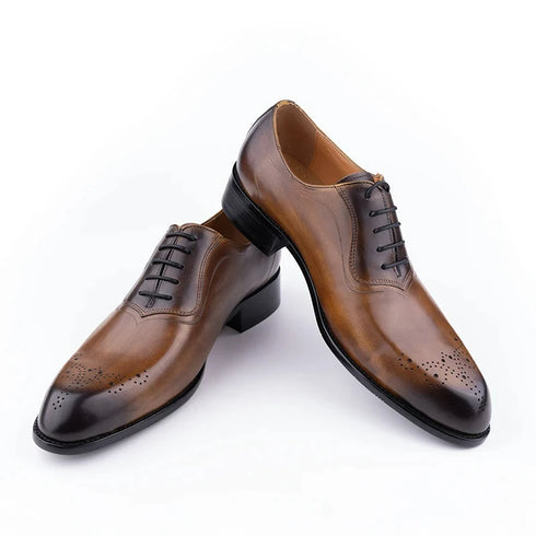Classic Men's Oxfords Genuine Leather Shoes for Wedding Party Office and Business Suits