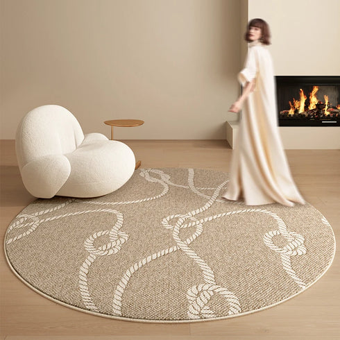 Cream Style Round Carpet Fluffy Soft Plush Rug for Living Room and Bedroom