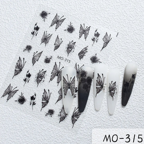 5D Embossed Nail Art Stickers - Semi-Transparent White Bowknots Adhesive Sliders for Creative Manicure Decorations and Nail Art Accessories