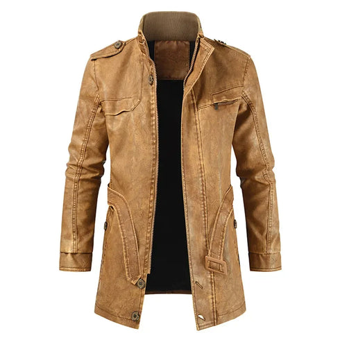 Fleece-lined Faux-Leather Jacket — Warm, Slim & Winter-Ready