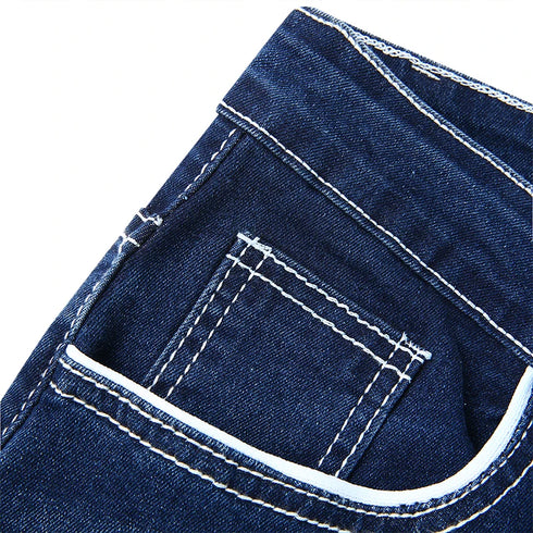 Solid Stretch Denim Straight Jeans for Men - Casual Business and Daily Wear Trousers