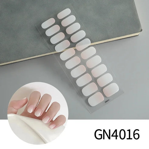 Waterproof Long Lasting Gel Nail Art Stickers for Stunning Full Cover Manicures - 9 Piece Set of Baking-Free Solid Color Decals