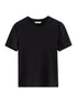FSLE【4 Colors】Women Round Neck Casual Grey Summer T-Shirt Black Cotton Square Neck Short Sleeve Elastic Tees 24FS12797+24FS12798