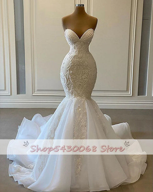 Sexy Sweetheart Mermaid Wedding Dresses Luxury Beaded Gowns