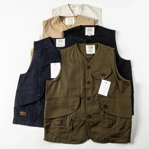 Vintage Japanese Multi Pocket Workwear Vest for Men - Casual Streetwear Loose Top and Couples Jacket for Summer Adventures