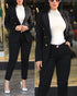 Chic Women's Long Sleeve Suit with Slim-Fit Wrap Buttock Pencil Pants – Elegant 2 Piece Office Ensemble for Autumn and Winter Fashion