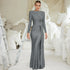 Luxury Women's Formal Occasion Dress Elegant O-neck Long Sleeve Bodycon Evening Party Robe