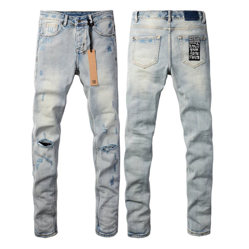 24fw American Fashion Retro Washed Ripped Denim Pants
