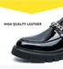 Men's Thick Sole Patent Leather Oxfords - Stylish Slip-On Derby Shoes for Casual and Formal Occasions, Height Increasing Loafers for Ultimate Comfort and Fashion