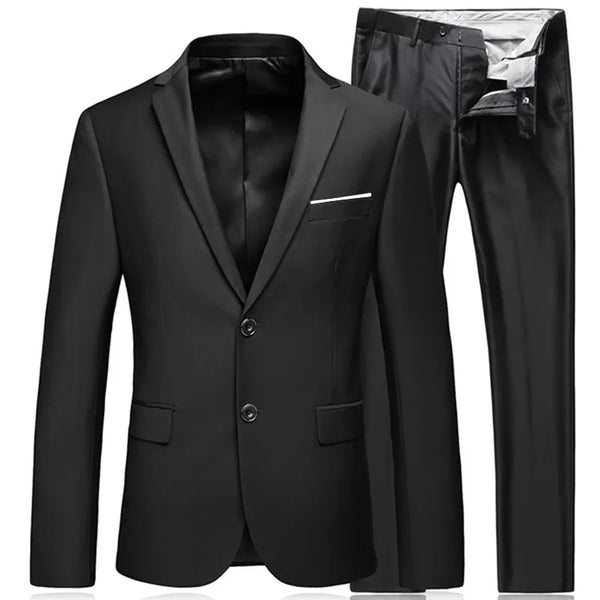 Gentleman Black 2 Piece Suit Set for Men's Business Fashion
