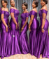 Lace Mermaid Dress Off Shoulder Short Sleeve Plus Size Floor Length Bridesmaid Dress