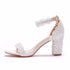 Elegant Pearl Lace Bridal Sandals with 7CM Thick Heels for Women