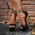 Sexy Metal Ankle Strap Platform Sandals For Pole Dance