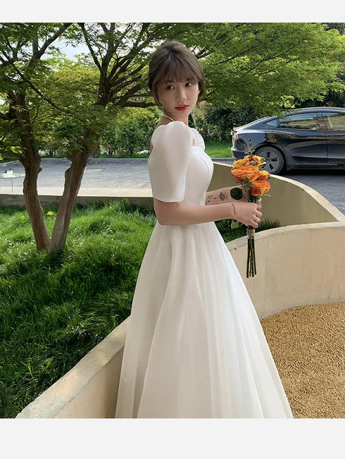 White Sweat Princess Wedding Dress for Banquet Ball Prom