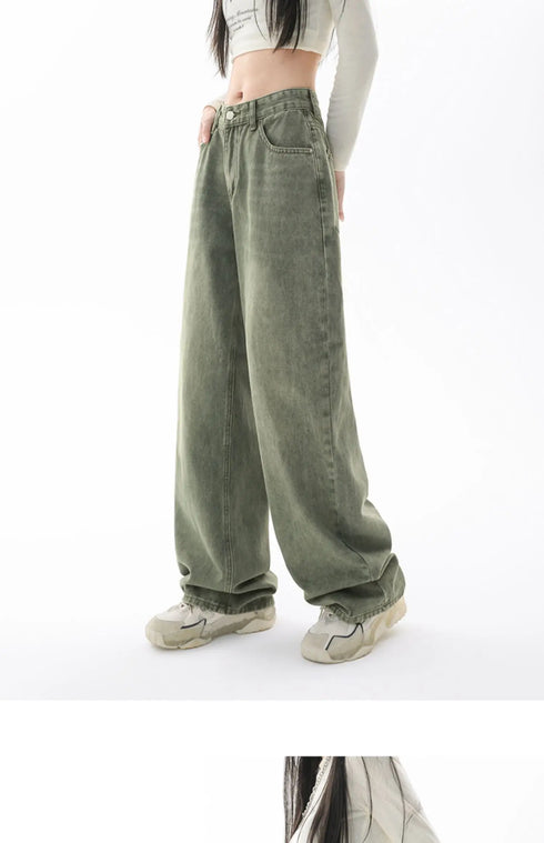 Chic High Waist Loose Straight Leg Women's Jeans for Effortless Streetwear Style - Ideal for Casual Y2K Fashion and Fall Outfit Inspiration