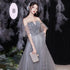 Off Shoulder Lace Illusion A Line Dress Floor Length Glitter Tulle Bow Bridesmaid Dress