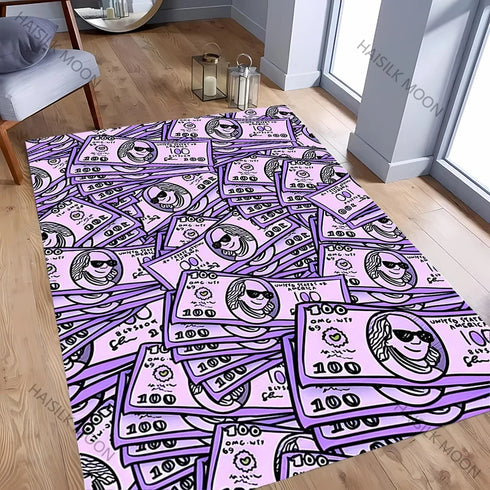 Dollar Theme Carpet Rug for Living Rooms Bedrooms and Office Areas Durable Machine Washable Mat Holiday Gift