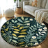 Plant Pattern Round Carpet Plush Lounge Rug for Living Room and Bedroom