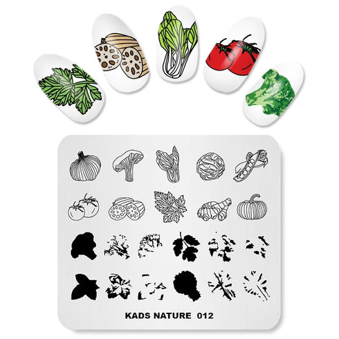 Nature-Inspired Nail Art Stamping Plate - Stainless Steel DIY Manicure Tool with Leaf and Umbrella Patterns for Stunning Nail Designs