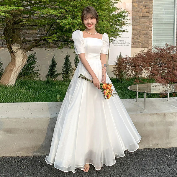 White Sweat Princess Wedding Dress for Banquet Ball Prom