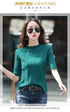 Half Turtleneck Ice Silk T-shirt Women's Sweater Mid-sleeved Temperament Versatile Top Fashionable Inner Wear Summer New Style