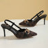 Women Pointed Toe Metal Buckle High Heel Anti Slip Sandals