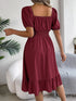 Women's Midi Dresses Casual Square Neck Ruffle Edge Dress