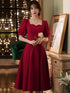 Elegant Red Midi Dress Women Summer Vintage Evening Party Dress Casual Fashion Formal Occasions One Piece Dress