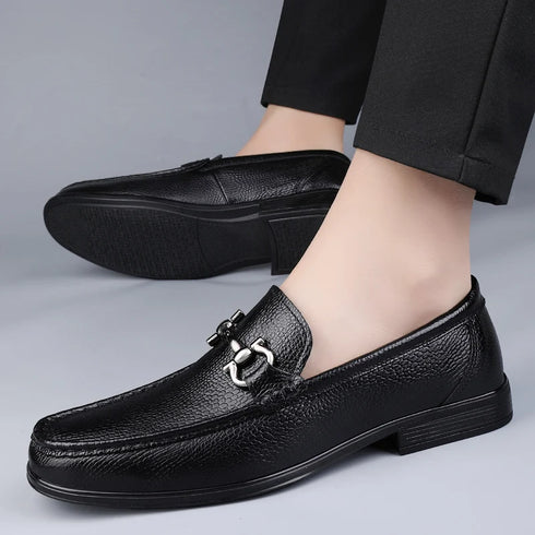 Stylish Men's Casual Genuine Leather Loafers - Breathable Slip-On Moccasins for Business and Driving
