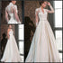 2 Pieces Sweetheart Satin Wedding Dresses A-Line Long Sleeve
