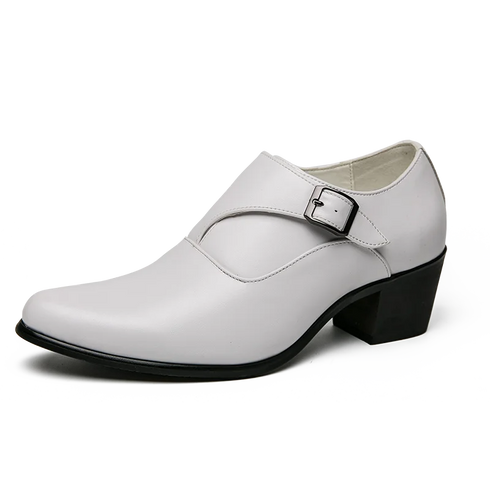 Leather Shoes for Men Cuban Style Heightening Wedding and Business Casual Footwear