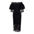 Trend Fashion Lace Midi Dress Women Off-Neck Bodycon Style