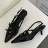 Elegant Pointed Toe Buckle Strap Pumps for Women - Chic Thin Heeled Dress Shoes