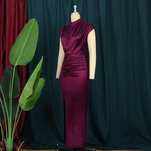 Long Dress Women Party Pleated Bandage Elegant Evening Maxi Dresses