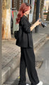 Elegant 3-Piece Korean Business Suit for Women: Stylish Blazer, Sleeveless Vest, and Wide Leg Pants Set for Office and Casual Wear