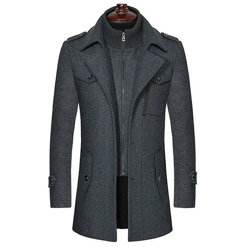 Elegant Men's Winter Cashmere Wool Blend Overcoats & Trench Coats for Business Casual Style - Stylish Outerwear Essentials