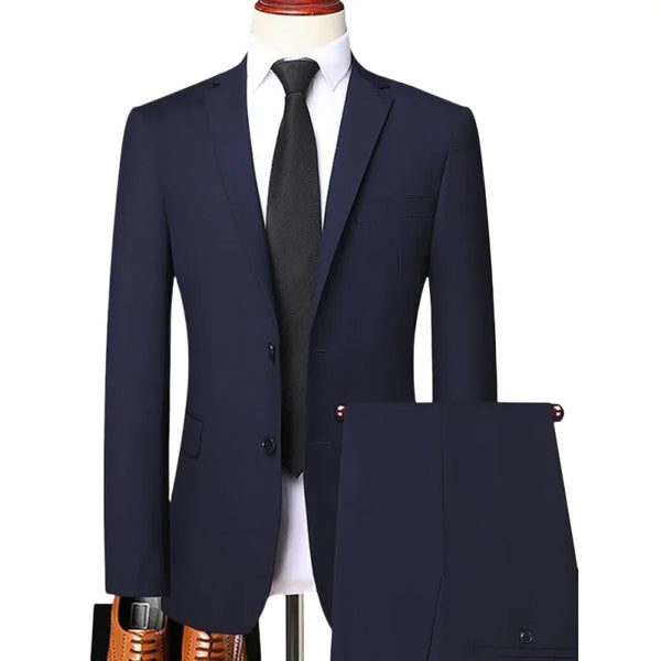 Men's Slim Fit Business Suit (Blazer + Pants) for Casual and Wedding Occasions