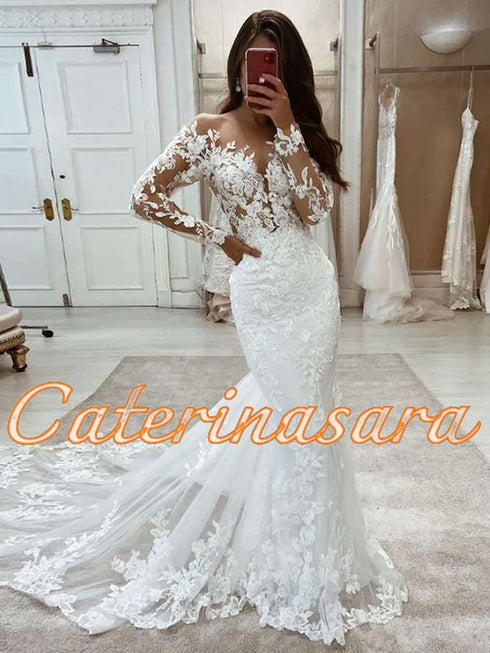 Luxury Custom Made Mermaid Lace Wedding Dresses Gown