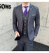 Slim Fit Men's Three Piece Suit with Vest and Trousers for Wedding