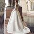 Elegant Satin Wedding Dress With Vintage Lace Appliques Back Lace Up Floor Length