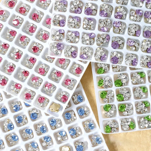 Glamorous 10Pcs Shiny Crystal 3D Nail Art Rhinestone Flatback Glass Diamond Charms for Stunning Jewelry Design and Manicure Accessories