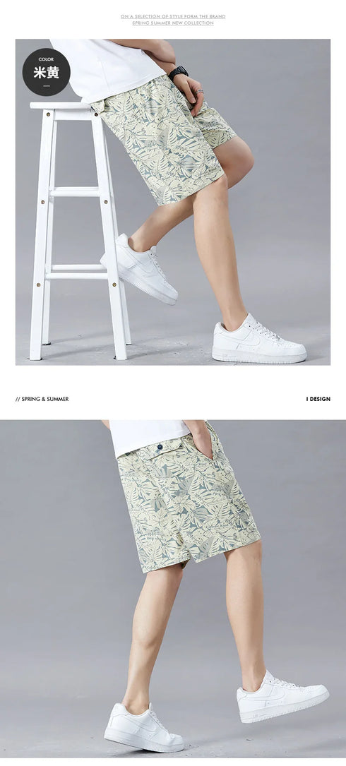 Plus Size Men's Casual Cotton Summer Knee Shorts Sports