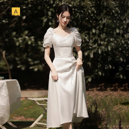 Bridesmaid Dress Floor Length Jersey Gown With Ruched Bow Sweetheart Neckline For Wedding Party Dress