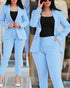 Chic Women's Long Sleeve Suit with Slim-Fit Wrap Buttock Pencil Pants – Elegant 2 Piece Office Ensemble for Autumn and Winter Fashion